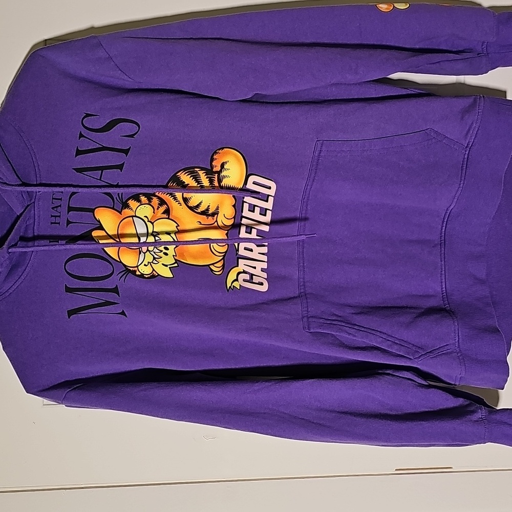 Purple Garfield Hoodie. In A Meduim. I Hate MONDAY. - Picture 3 of 7